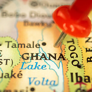 Weltkarte, Ghana ist markiert