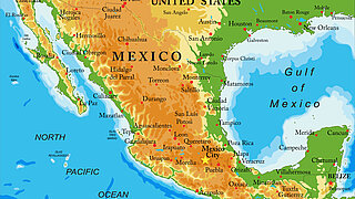 Map detail showing Mexico