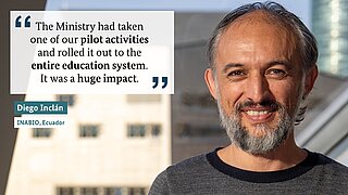 A man (Diego) and a quote 