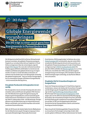 Cover Globale Energiewende voranbringent