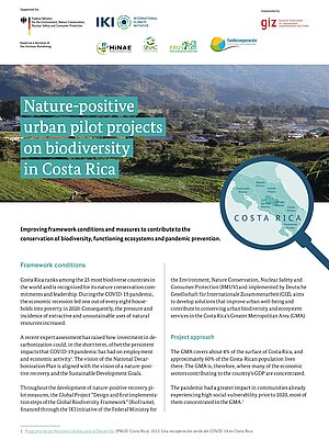 Cover "Nature-positive  urban pilot projects  on biodiversity  in Costa Rica"t