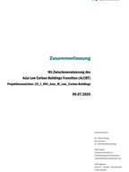 Cover "Zusammenfassung der Zwischenevaluation "Die kohlenstoffarme Gebäudewende in Asien (ALCBT)""