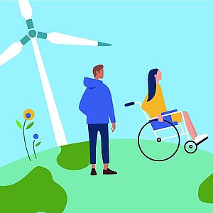 Illustration mit Menschen