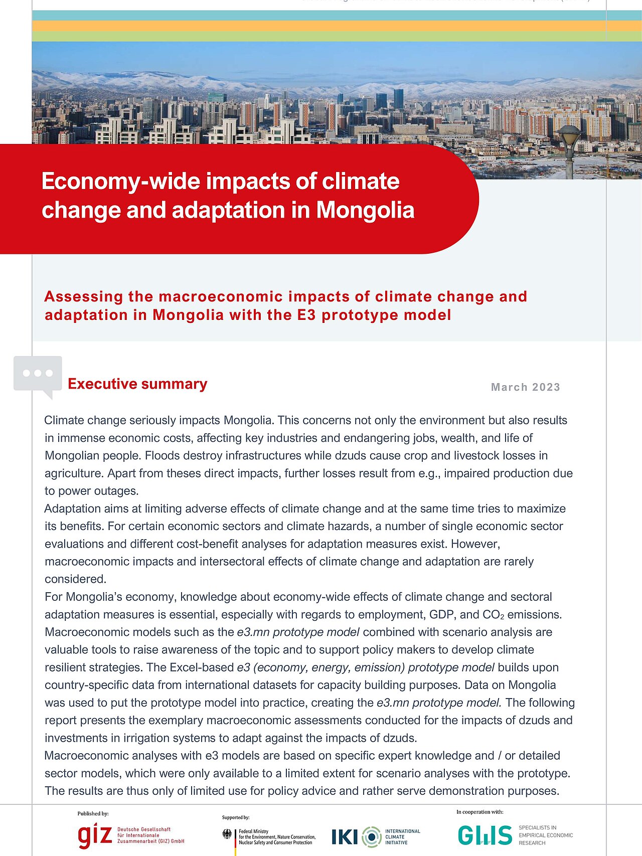 Economy-wide Impacts of Climate Change and Adaptation in Mongolia ...