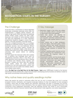 Cover "RESTORATION STARTS IN THE NURSERY: Why stronger native tree nurseries matter for credible restoration"
