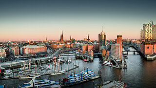 View of Hamburg harbour with Elphilharmonie concert hall