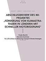 Cover "Zusammenfassung der Abschlussreview “Förderung von Klimastrategien in Ländern mit schneller Motorisierung”"