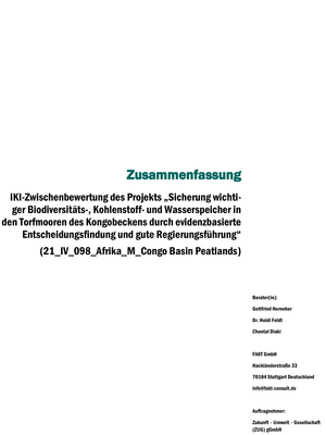 Cover "Executive Summary for the Mid-Term Evaluation of the project Congo Basin Peatlands"