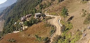 View from above on rural road in Nepal