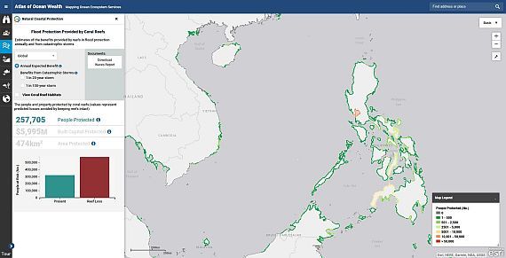 Screenshot des „Atlas of Ocean Wealth“; Photo: maps.oceanwealth.org Screenshot des „Atlas of Ocean Wealth“; Photo: maps.oceanwealth.org