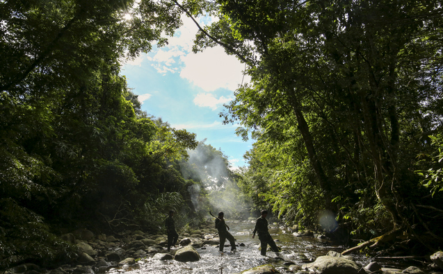 Community forest guards patrolling in their PFES (Payment for Forest Environmental services) forest area. Photo: Thanh The Vinh/WWF Vietnam