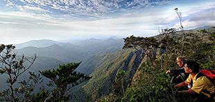 Behind the Black Mountain on Mount Hamiguitan, part of Mount Hamiguitan Range Wildlife Sanctuary, a World Heritage Site by UNESCO. In the picture: Park guard Nong Pidoy and mountain rescuer Don Uyan. Photo: Eden Jhan G. Licayan.