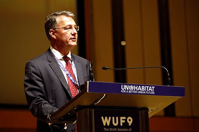 State Secretary Gunther Adler (BMUB) at the opening of the German Pavilion; Photo: UN-Habitat