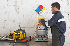 Person working at a machine