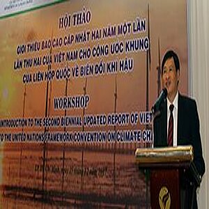 Hieu Khac Nguyen, Deputy Director General, Department of Climate Change (Ministry of Natural Resources and Environment) gives the opening speech; photo: Tran Ha Ninh/Department of Climate Change, Ministry of Natural Resources and Environment of Viet Nam.