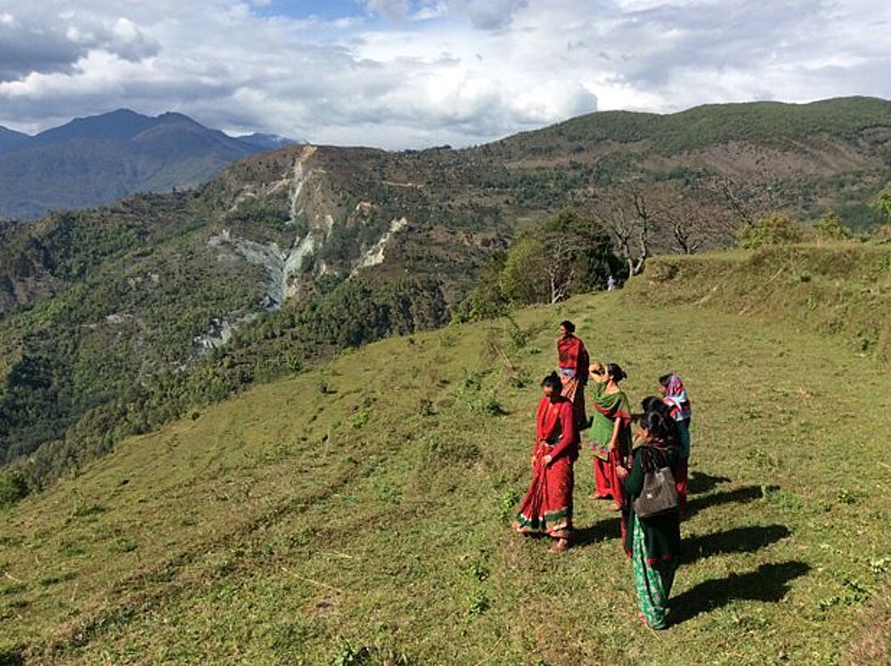 Group of women standing on mountain